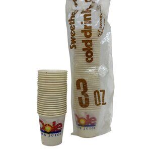 VTG‎ Dole Juice 3oz Sweetheart Plastic Cups Retro Cold Drink Design Advertising